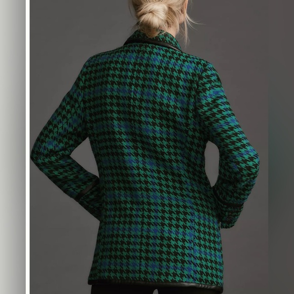 Avec Les Filles Houndstooth Leather Trim Blazer Size: M - Picture 2 of 16